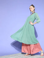 Janasya Green Woven Design Dobby Weave Kurta - Distacart