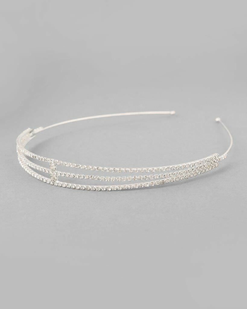 VOJ Silver Plated AD Stone Studded Hair Band