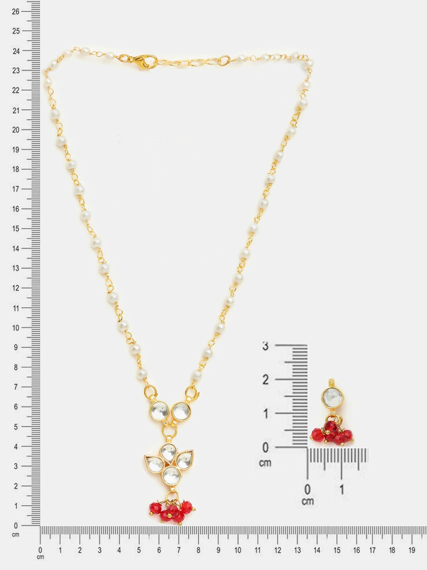 Ruby Raang Kundan Studded And Pearl Beaded Jewellery Set - Distacart