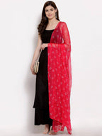 Myshka Women Black Regular Pure Cotton Kurta With Palazzos & Dupatta - Distacart