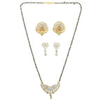 AanyaCentric Gold-Polished Mangalsutra with Pendant, 2 Pair Earrings