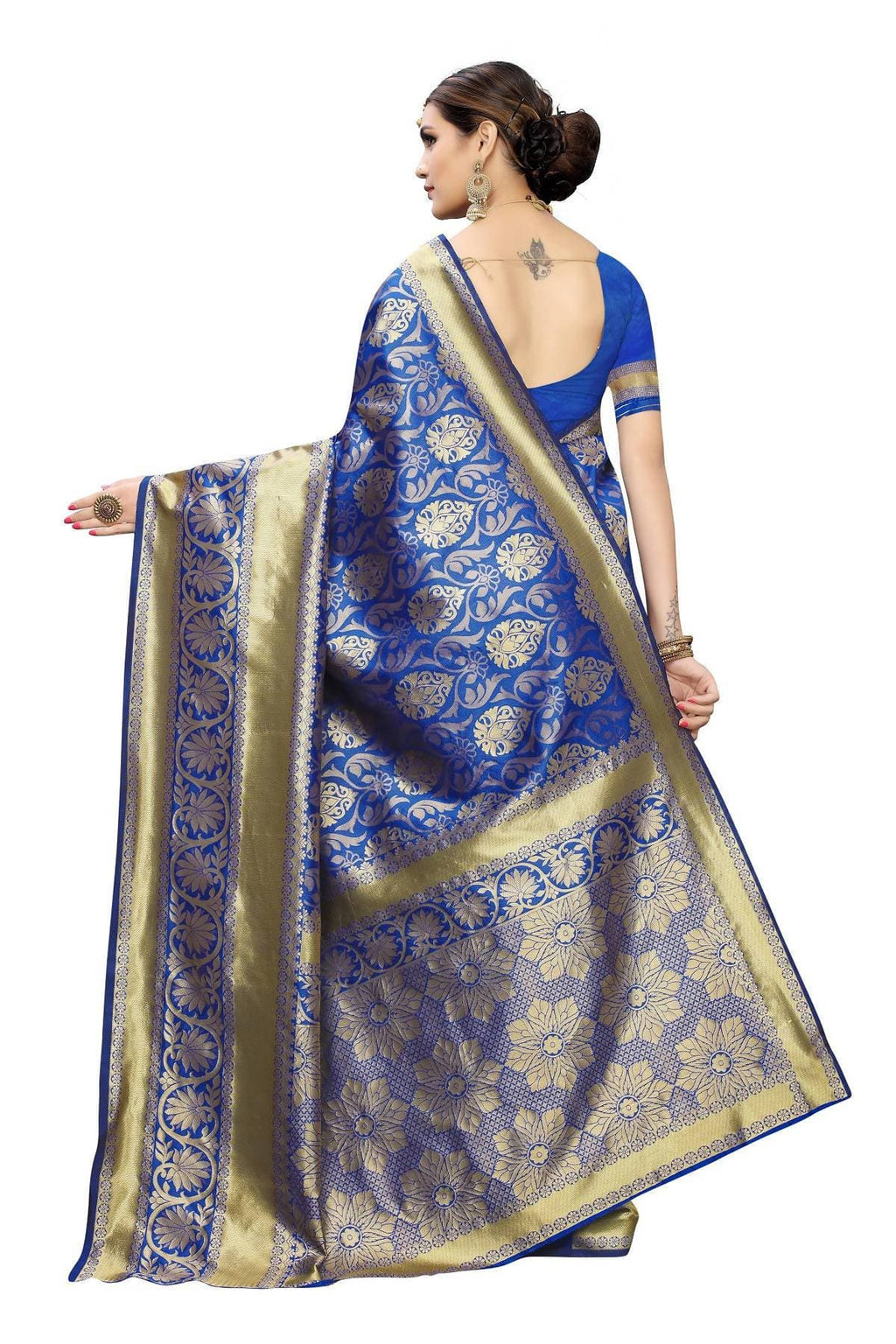 Vamika Banarasi Jaquard Blue Weaving Saree