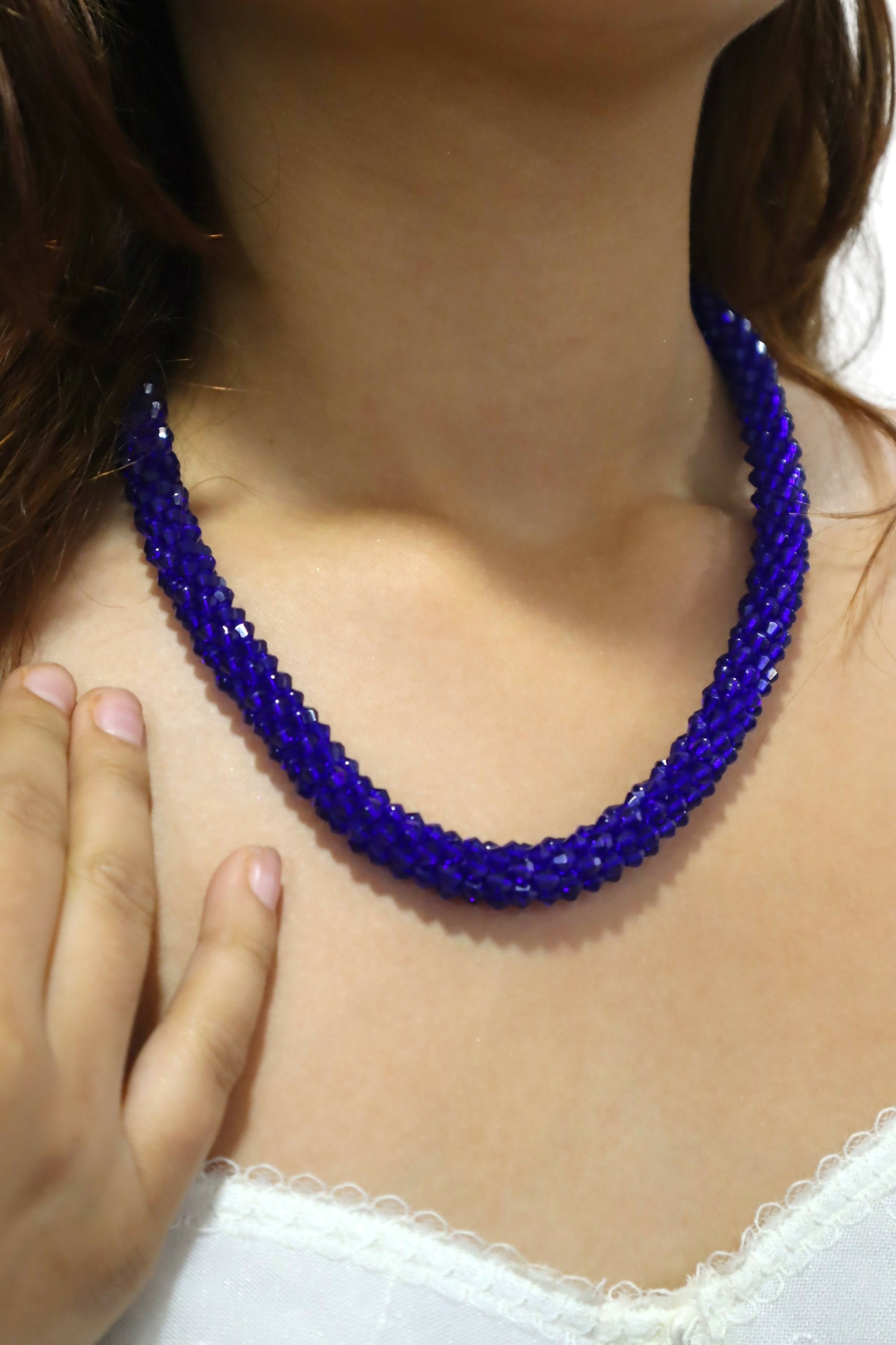 Inhanns Noor-E-Jalwa – Handmade Crystal Bead Necklace / Necklace With Earrings -Adjustable - Blue