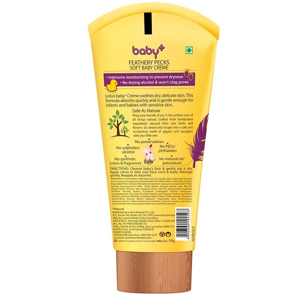 Lotus Herbals Baby+ Feathery Pecks Soft Baby Crème - Distacart