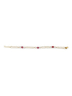 Gold-Plated Pink White Pearl Beaded Anklets Set Of 2 - Ruby Raang - Distacart