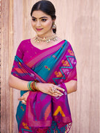 Shree Shyam Fashion Sea Green Pochampally Silk Saree - Distacart