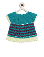 ChutPut Hand knitted Crochet Adorable Wool Dress For Baby Girls - Green