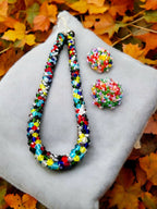 Inhanns Noor-E-Jalwa – Handmade Crystal Bead Necklace / Necklace With Earrings -Adjustable - Multi Colour