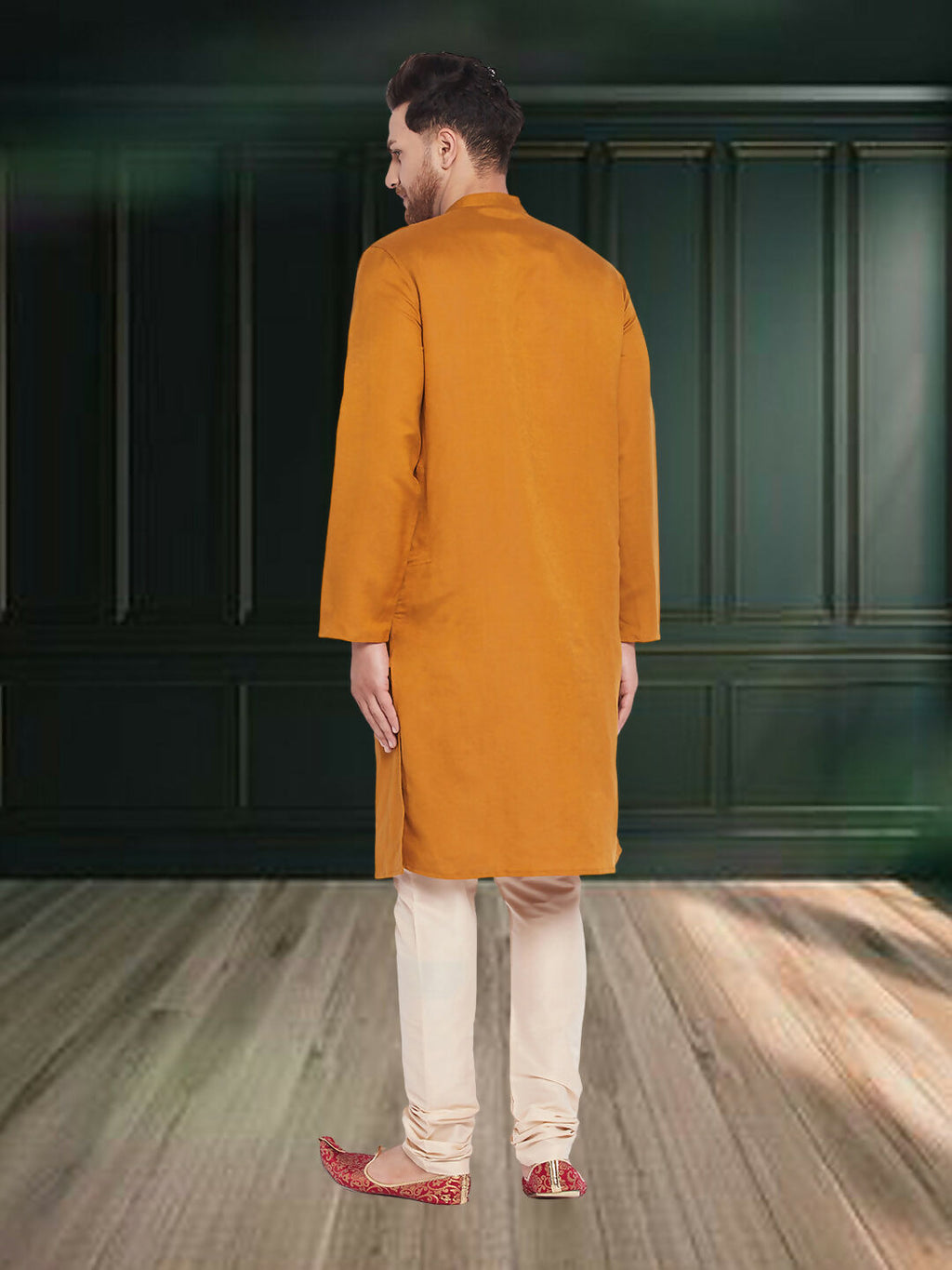 Even Apparels Men's Copper Coloured Linen Kurta