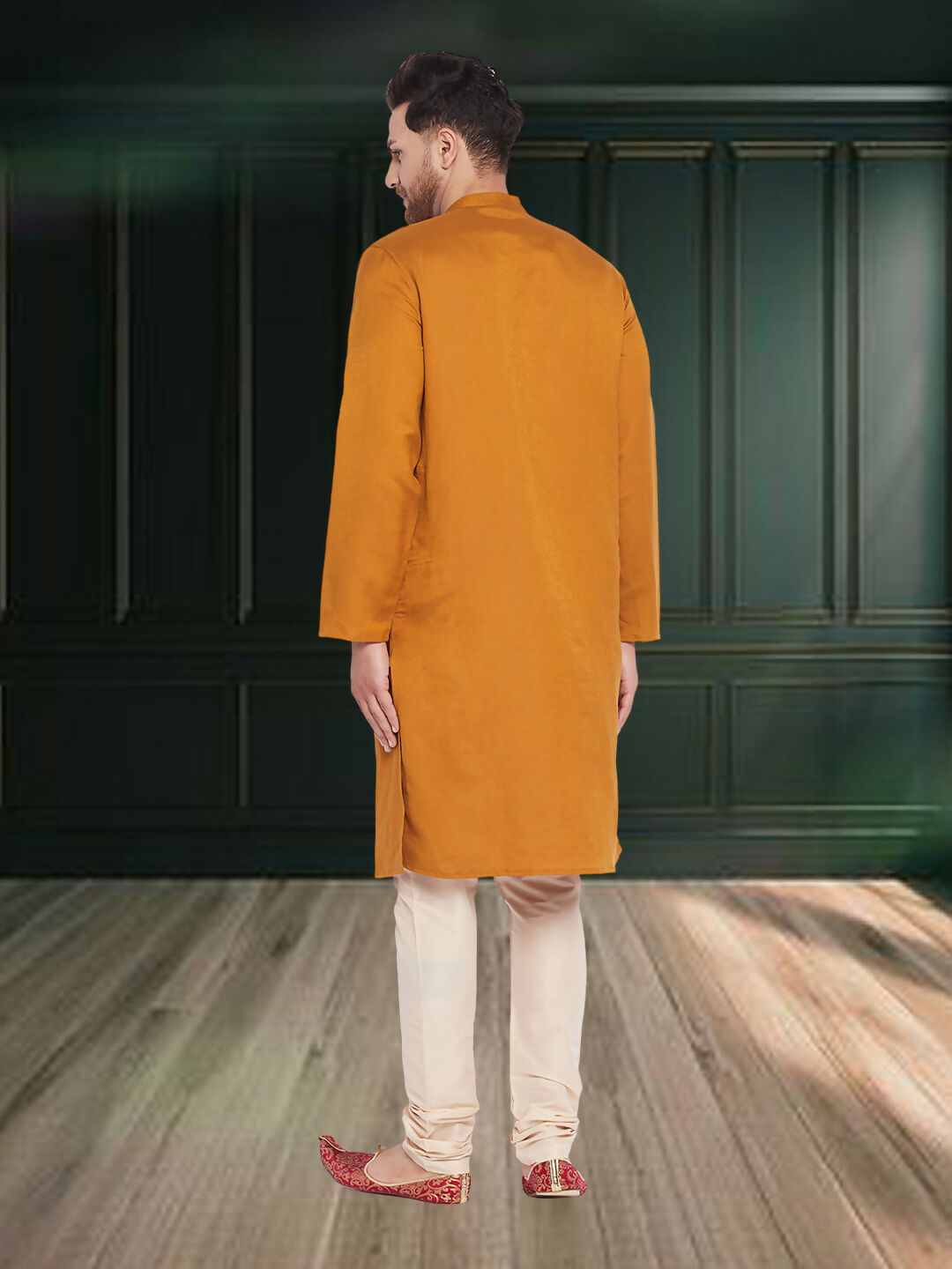 Even Apparels Men's Copper Coloured Linen Kurta
