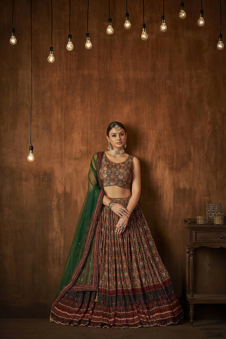 Wedding Designer Multi Georgette Lehenga Choli - Anbazaar