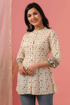 Juniper Women Ivory Cambric Printed Straight Tunic - Distacart