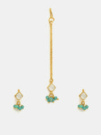Ruby Raang Gold-White Set Of Earrings And Maang Tikka - Distacart