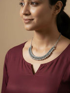 NVR Women Oxidised Silver Plated Necklace