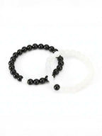 NVR Unisex Set of 2 Black & White crystal beaded Bracelet - Distacart