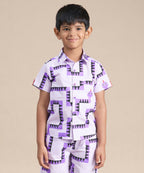 Snakes and Ladders Boys Purple Table Print Shirt from Siblings Collection