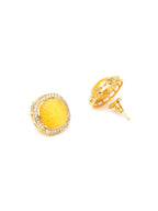 Yellow Stone Kundan Studs (yellow) - Ruby Raang - Distacart