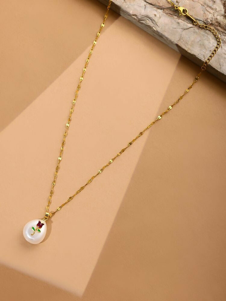 Antique Finish White Crystal Necklace - Ruby Raang