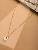 Antique Finish White Crystal Necklace - Ruby Raang