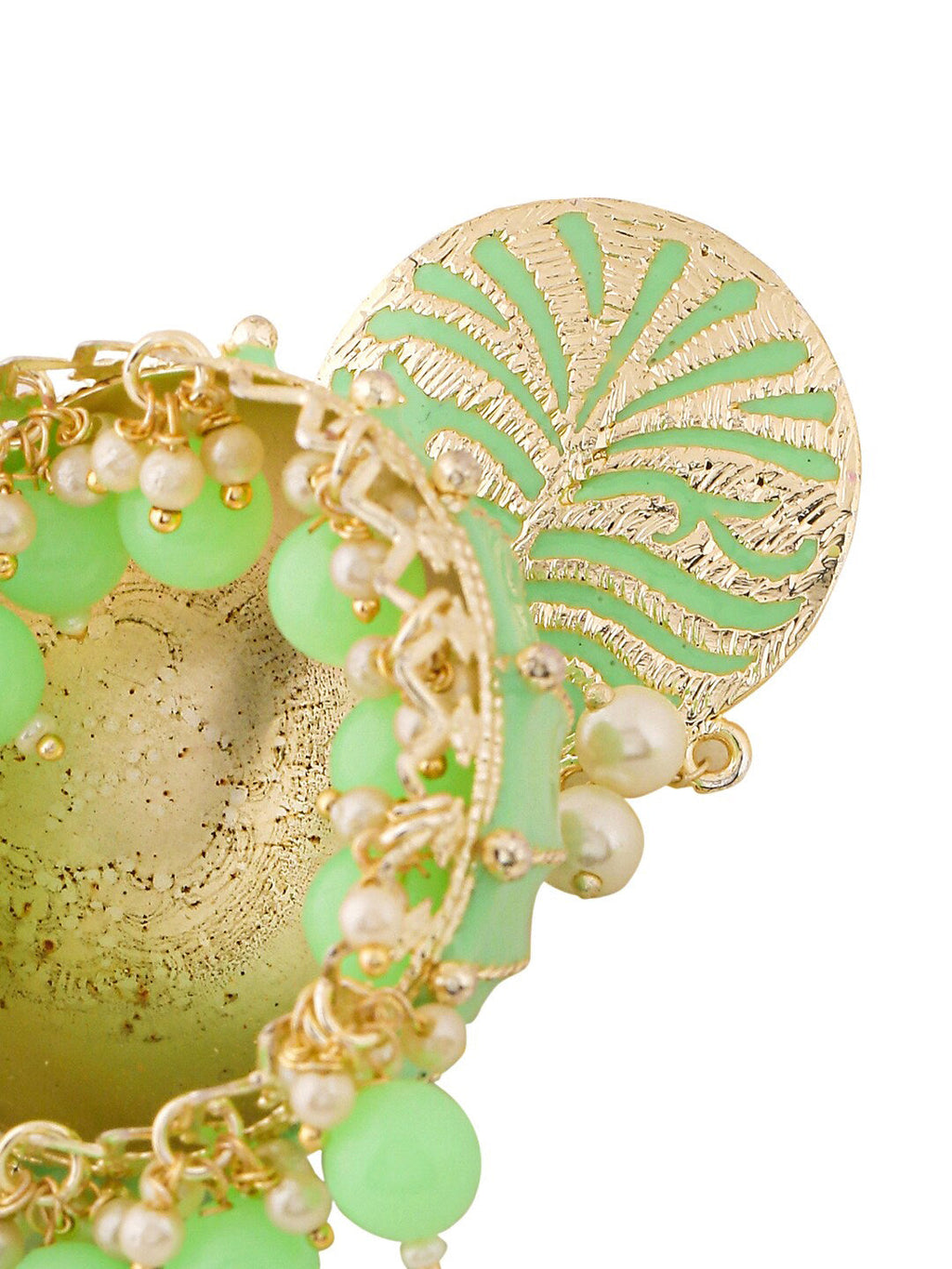 Yellow Chimes Women Green Meenakari Jhumkas Earrings - Distacart