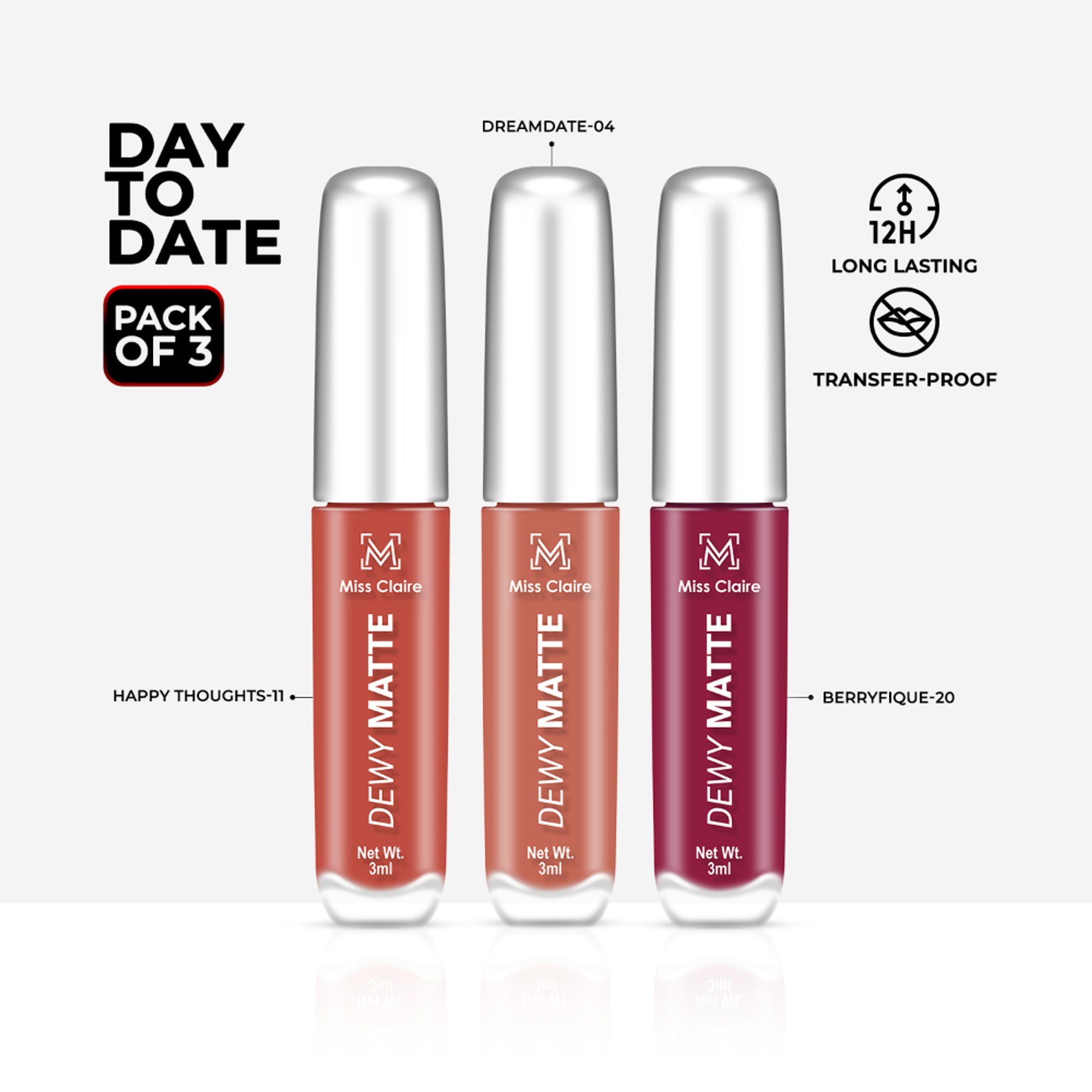 Miss Claire Dewy Matte Lip Combo Set - Day-To-Date