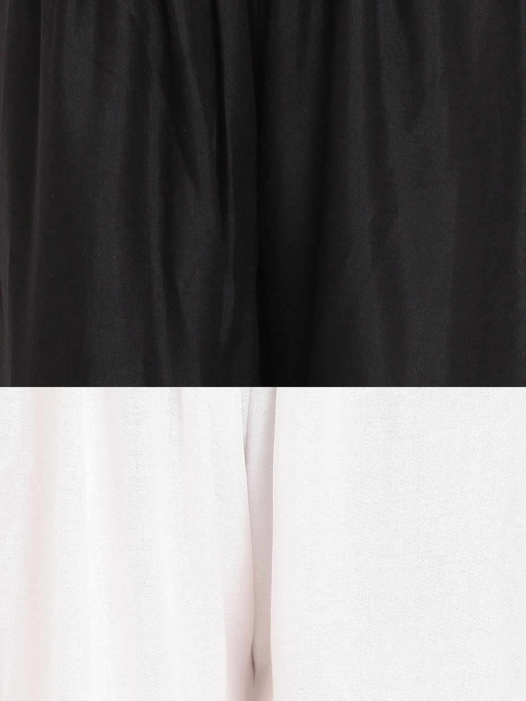 TAG 7 Women Pack Of 2 White & Black Solid Flared Palazzos