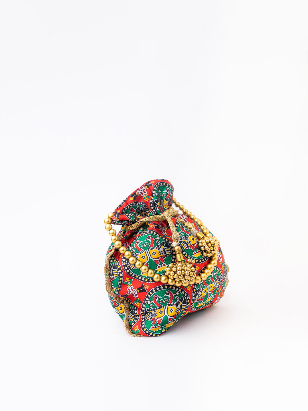 NR By Nidhi Rathi Red & Green Printed Potli Clutch - Distacart