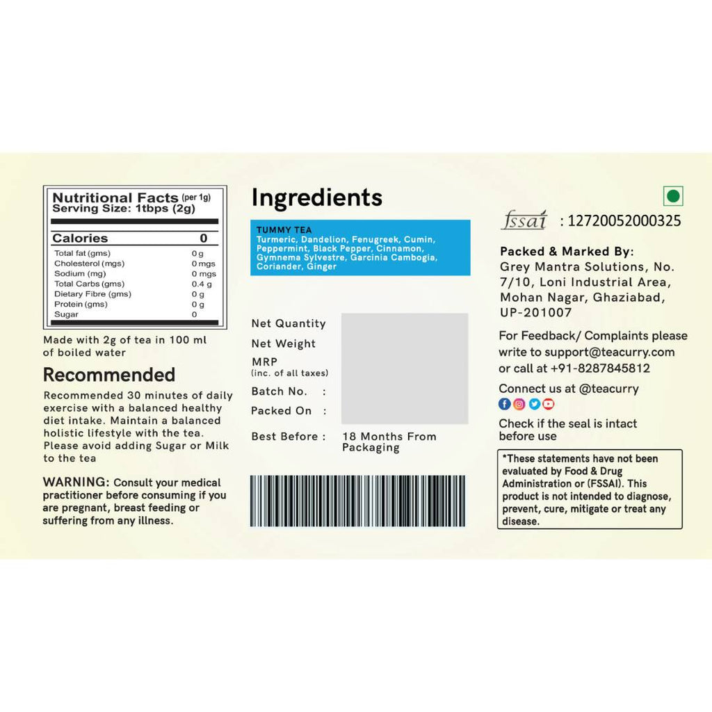 Teacurry Tummy Tea Bags - Distacart