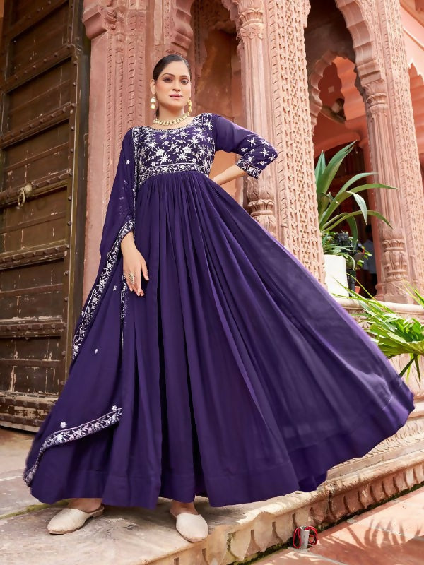 Joban Fashion Wine Readymade Dress With Sequins embroidery Work - Distacart