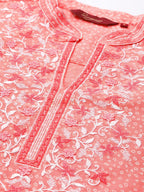 Sangria Women Pink Bandhani Printed Thread Work Pastels Kurta
