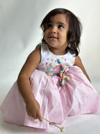 ArthLife White And Pink Unicorn Embroidered Dress