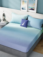 Nautica Bradford Green & Blue 160 TC Pure Cotton King Bedsheet & 2 Pillow Covers