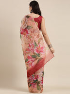 Saree Mall Pink Floral Printed Organza Sarees - Distacart