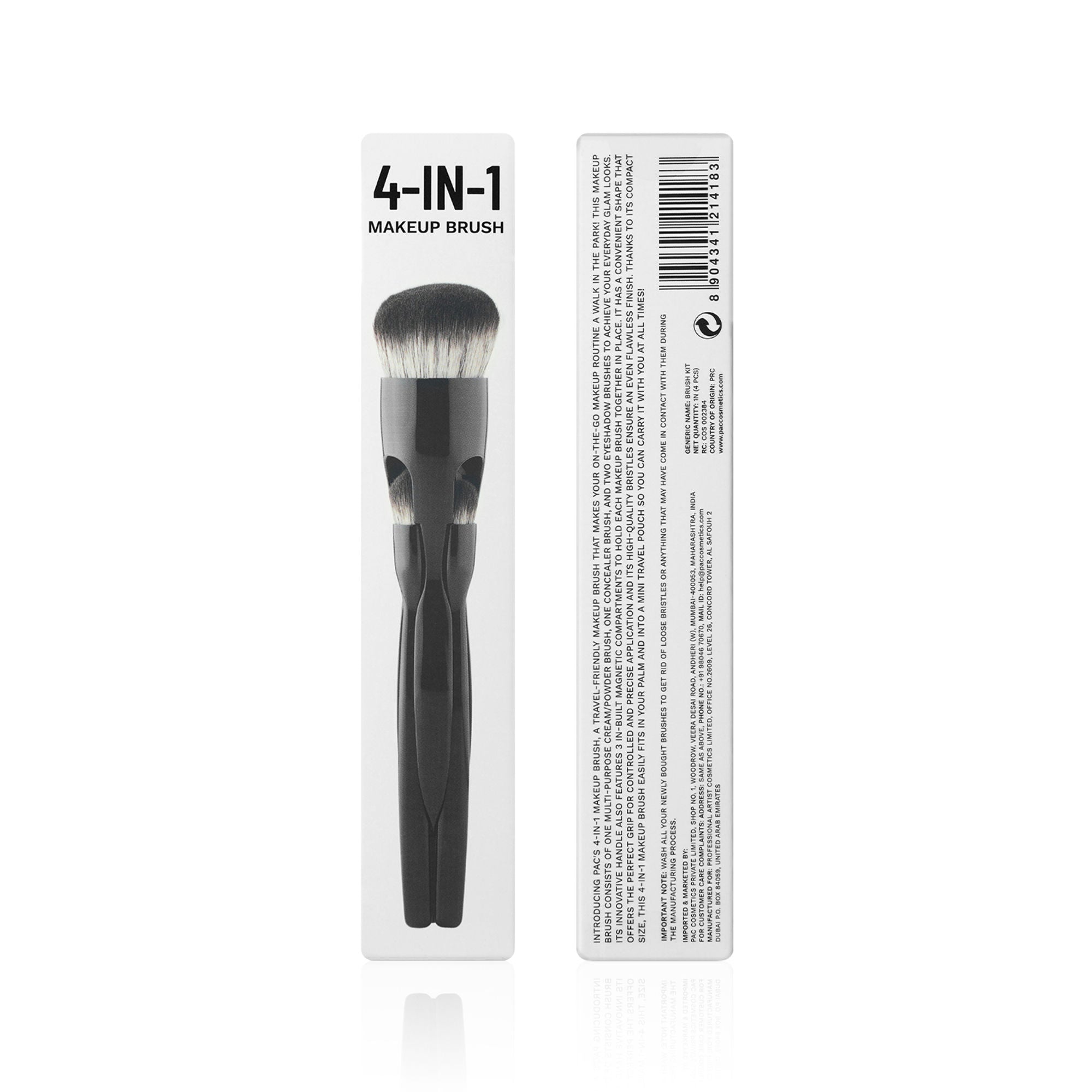 PAC Studio 4-IN-1 Magnetic Makeup Brush - Innovative Compact Handle, Travel Friendly, High Quality Bristles