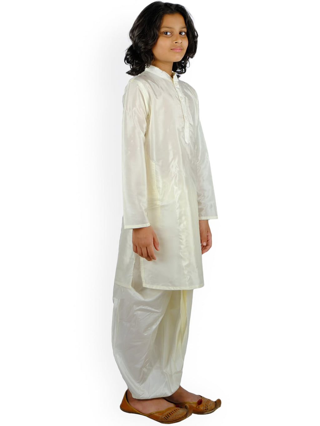 Sethukrishna Boys Cream-Coloured Kurta with Dhoti Pants