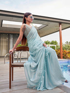 Tikhi Imli Woven Design Satin Ready to Wear Saree - Distacart