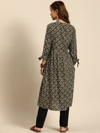 Sangria Women Ethnic Motifs Printed Mandarin Collar Anarkali Kurta