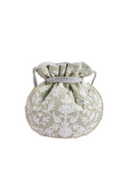 Masq Green & White Embellished Embroidered Potli Clutch - Distacart