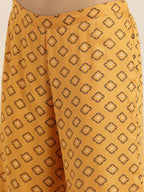 Sangria Women Yellow & Black Pure Cotton Kurta with Salwar