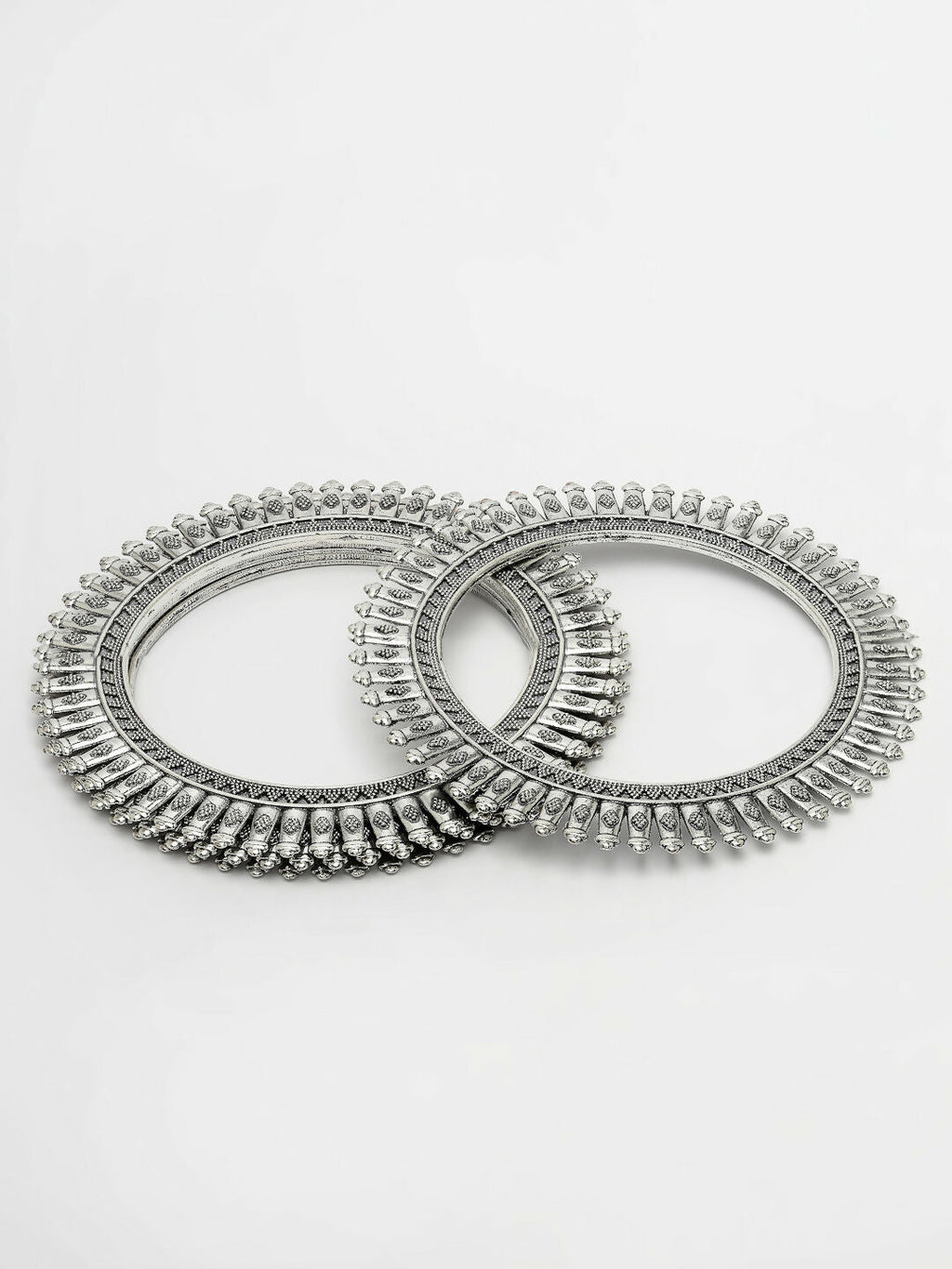 NVR Women's Set of 4 Silver-Plated German Silver Oxidised Bangles - Distacart