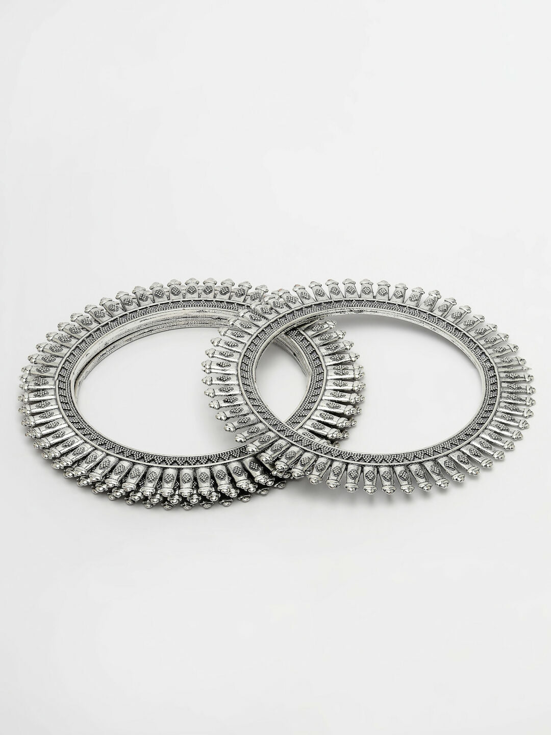 NVR Women's Set of 4 Silver-Plated German Silver Oxidised Bangles - Distacart