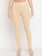 TAG 7 Women Beige & Maroon Pack of 2 Straight Fit Ankle-Length Leggings