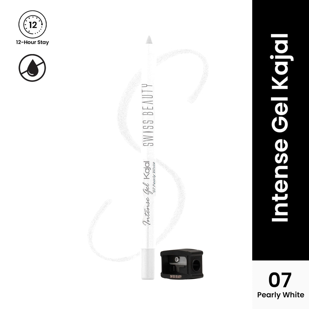 Swiss Beauty Intense Gel Kajal 12-Hour Stay Smudge-Proof with Sharpener - 8904325006926_07pearlywhite