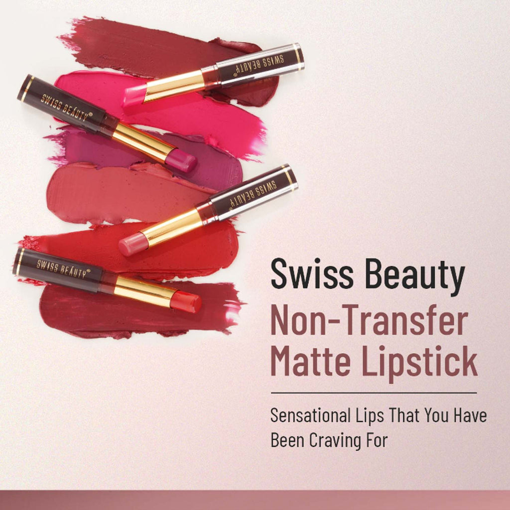 Swiss Beauty Non-Transfer Matte Lipstick - 28 Shy Pink - Distacart
