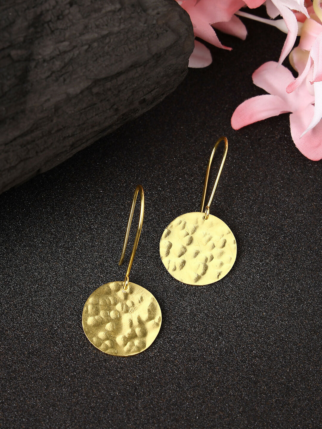 NVR Women Gold-Plated Fish Hook Circle Drop Earrings - Distacart