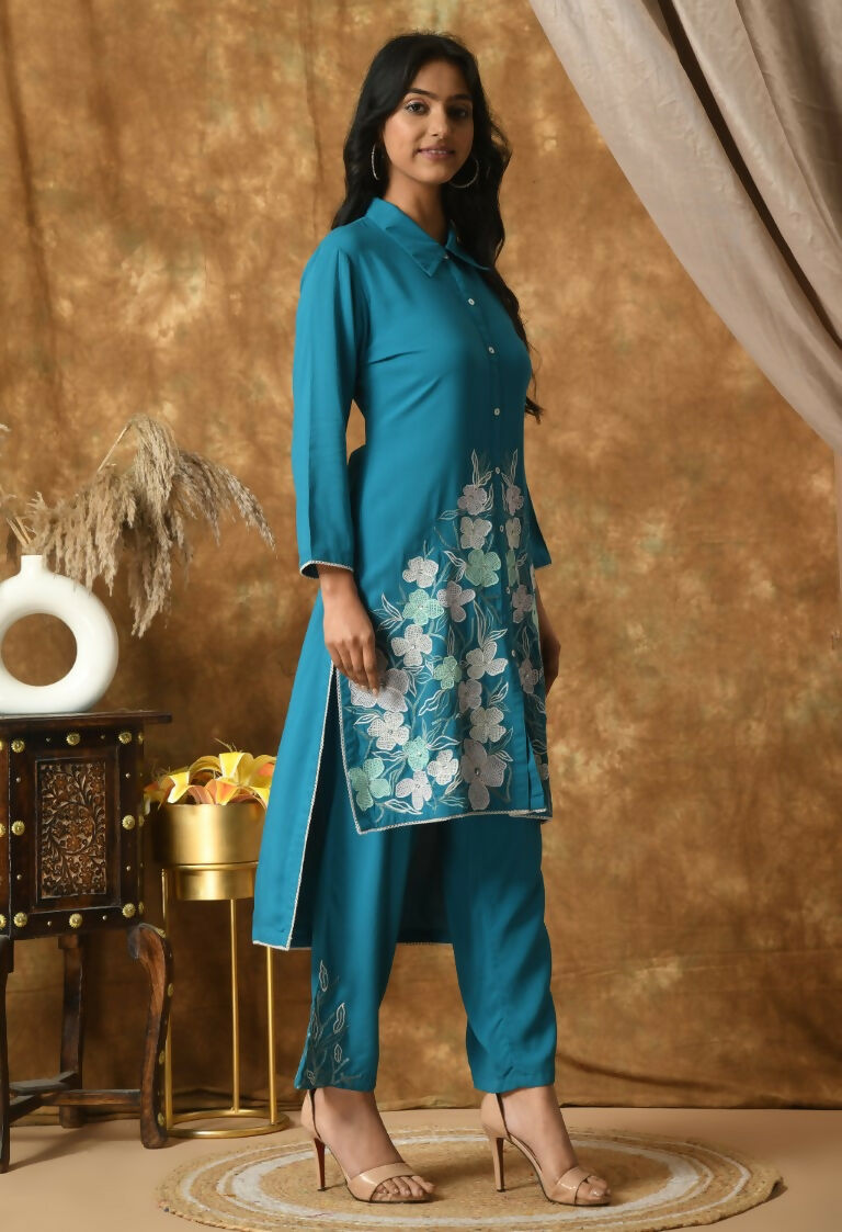 Joban Fashion Blue Cotton Rayon Kurta Set