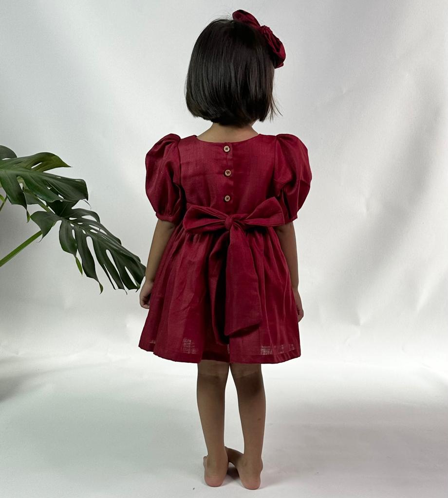 ArthLife Maroon Wreath Partywear Dress