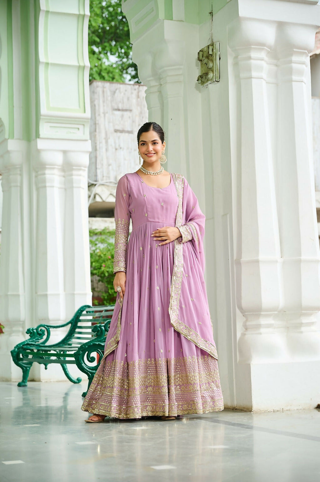Joban Fashion Pink Georgette Sequence Embroidery Work Kurta Set - Distacart