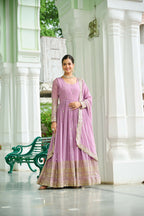 Joban Fashion Pink Georgette Sequence Embroidery Work Kurta Set - Distacart