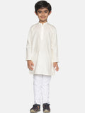 Sethukrishna Boys Cream-Coloured Pure Cotton Kurta with Pyjamas